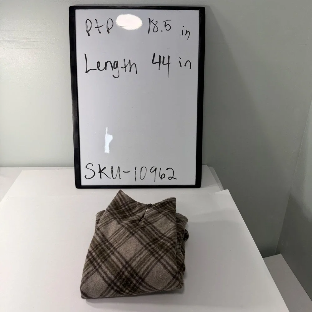 Willi Smith Made in Italy Wool Blend Plaid Sleeveless Shift Dress Brown Olive 10